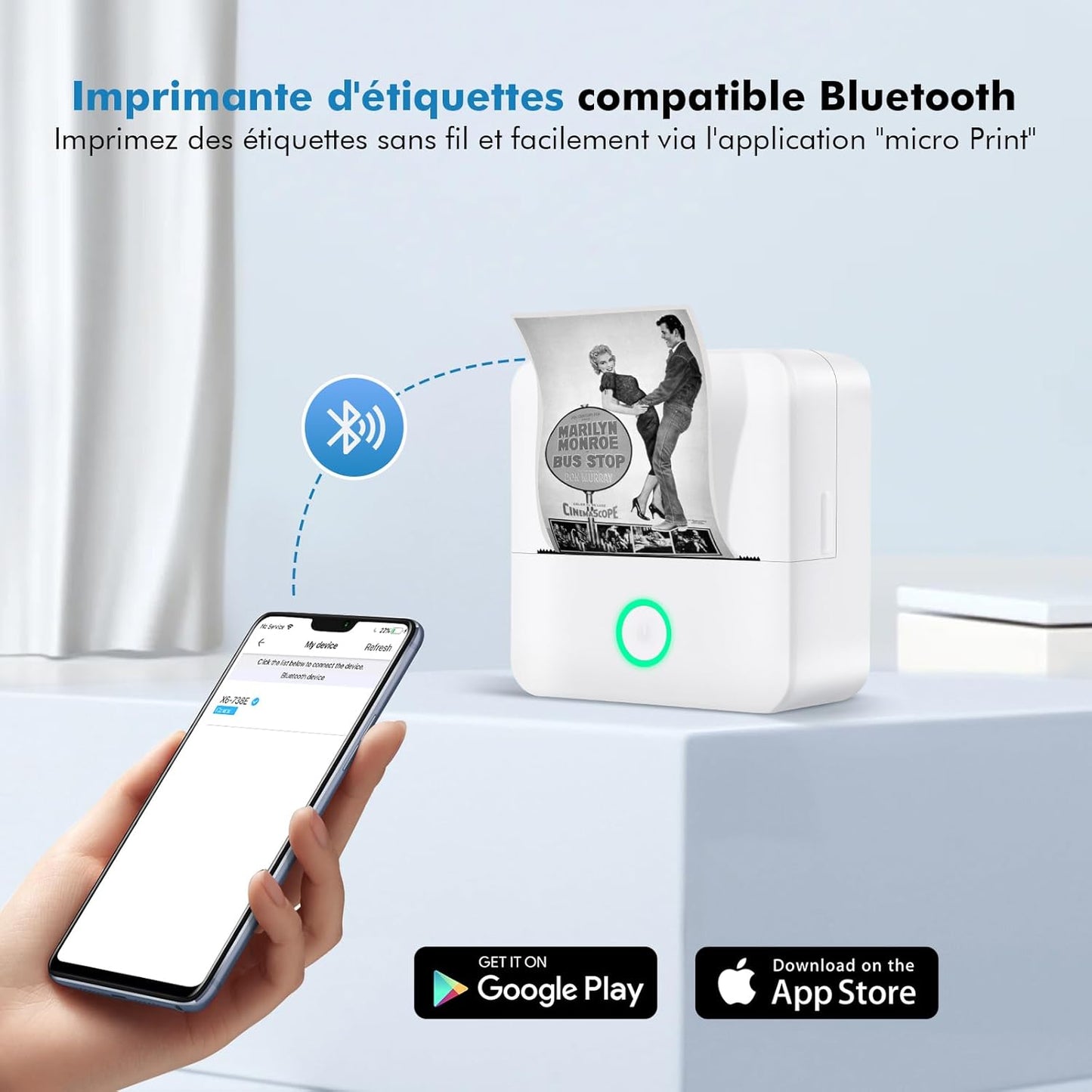 Mini Imprimante Portable – Bluetooth & Sans Encre