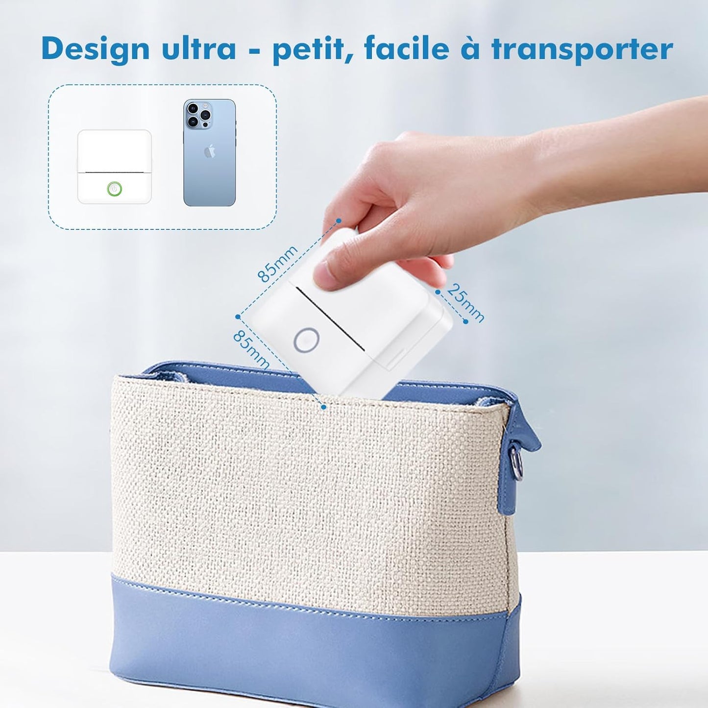 Mini Imprimante Portable – Bluetooth & Sans Encre